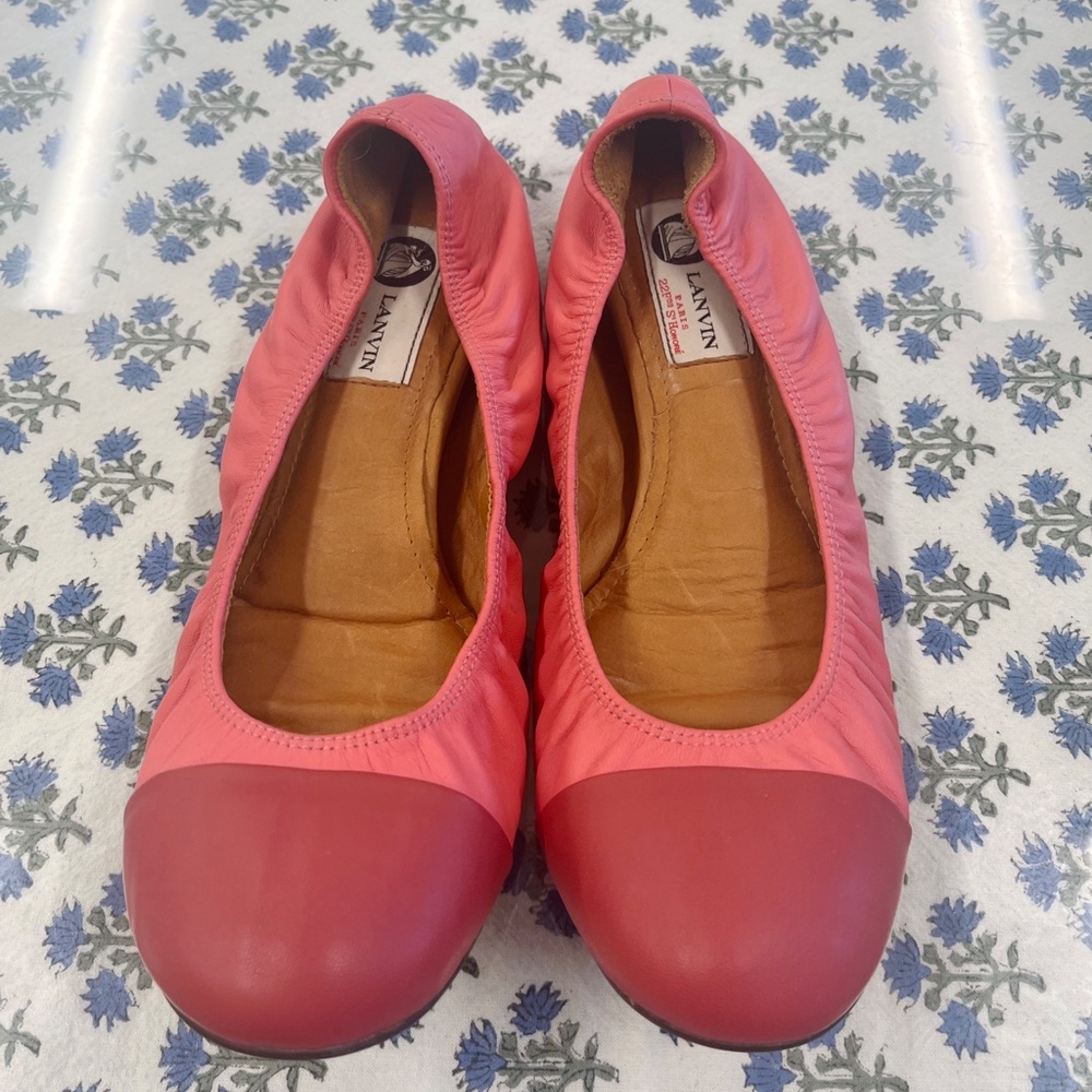 Lanvin Pink Leather Cap Toe Ballet Flats Size 40 (US Size 10) - Picture 4 of 12
